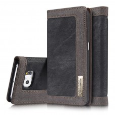 Samsung Galaxy S7 Edge - CaseMe Vintage Denim Material Stand Wallet Protective Phone Cover Case - Black